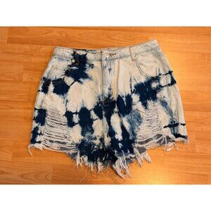 Signature 8 women's medium (waist: 26") blue/white distressed jean shorts R: $80